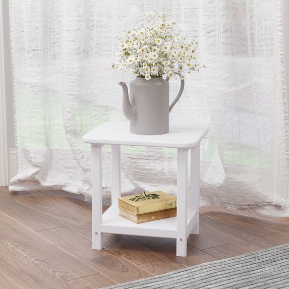 Prime Garden Patio Side Table Rectangle Adirondack Table for Outdoor,White