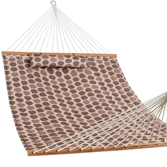Prime Garden Two Person Hammock 12FT with Pillow for Outdoor,450 LBS Weight Capacity,Brown