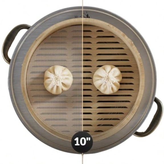 Prime Home Direct Bamboo Steamer Silicone Liners 10-Inch 6 Count BPA Free Reusable and Non Stick for Air Fryer Dumpling Food Steam Pot and Dim Sum Steaming Round Mesh Parchment Baking Sheet Paper
