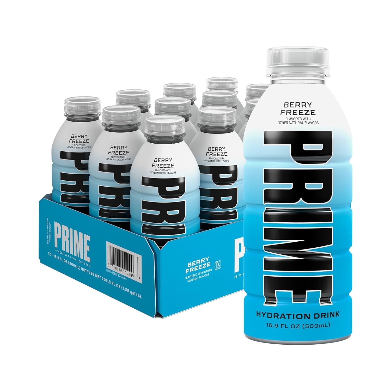 Prime Hydration Sports Drink, Berry Freeze, 16.9 fl oz, 12 Pack, Bottles