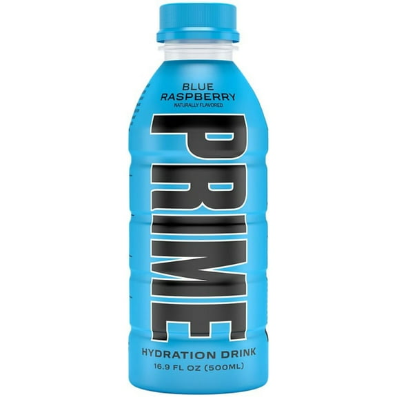 Prime Hydration Drink Blue Raspberry 16.9oz Bottles, Quantity of 6
