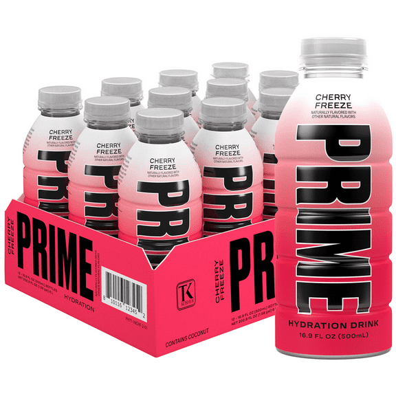 Prime Hydration Sports Drink, Cherry Freeze, 16.9 fl oz, 12 Pack, Bottles