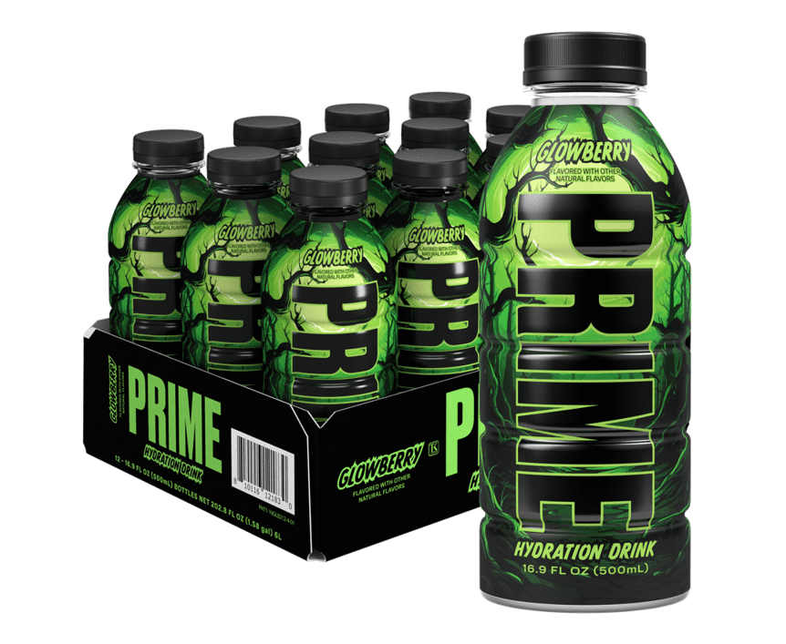 Prime Hydration Sports Drink, Glowberry, 16.9 fl oz, 12 Pack, Bottles