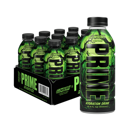 Prime Hydration Sports Drink, Glowberry, 16.9 fl oz, 12 Pack, Bottles