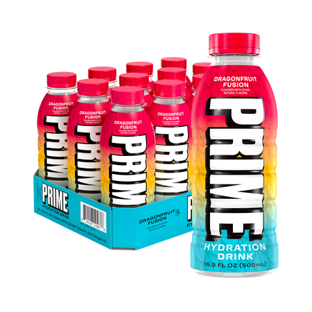 Prime Hydration Sports Drink, Dragonfruit Fusion, 16.9 fl oz, 12 pack, Bottles