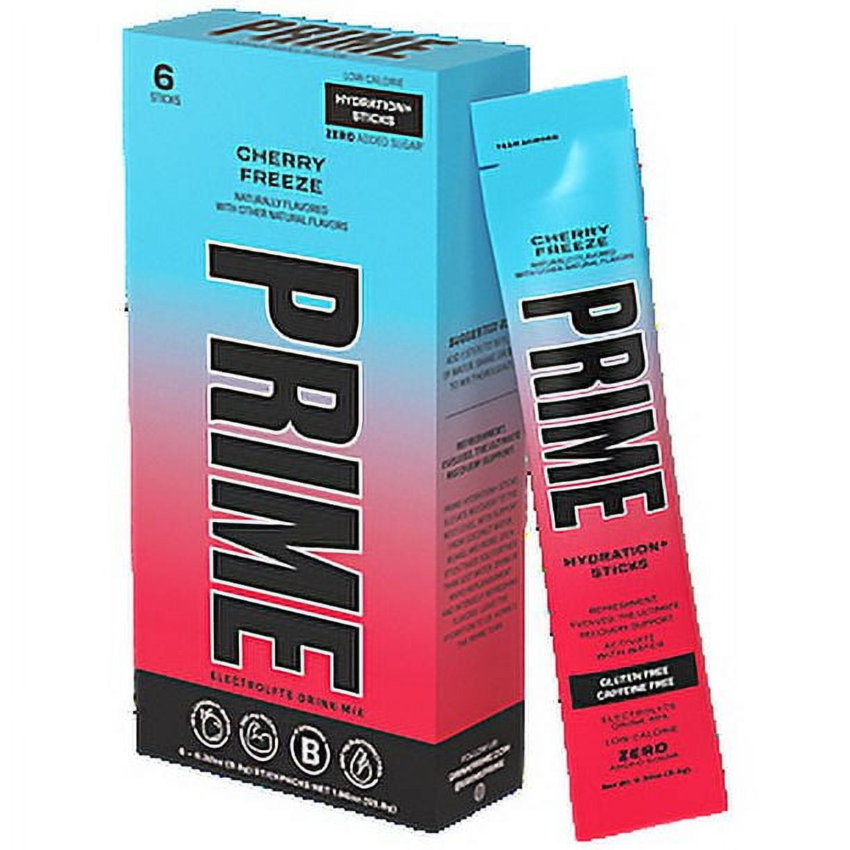 Prime Hydration Sticks, Cherry Freeze, 6 Count, Electrolytes, Zero Sugar