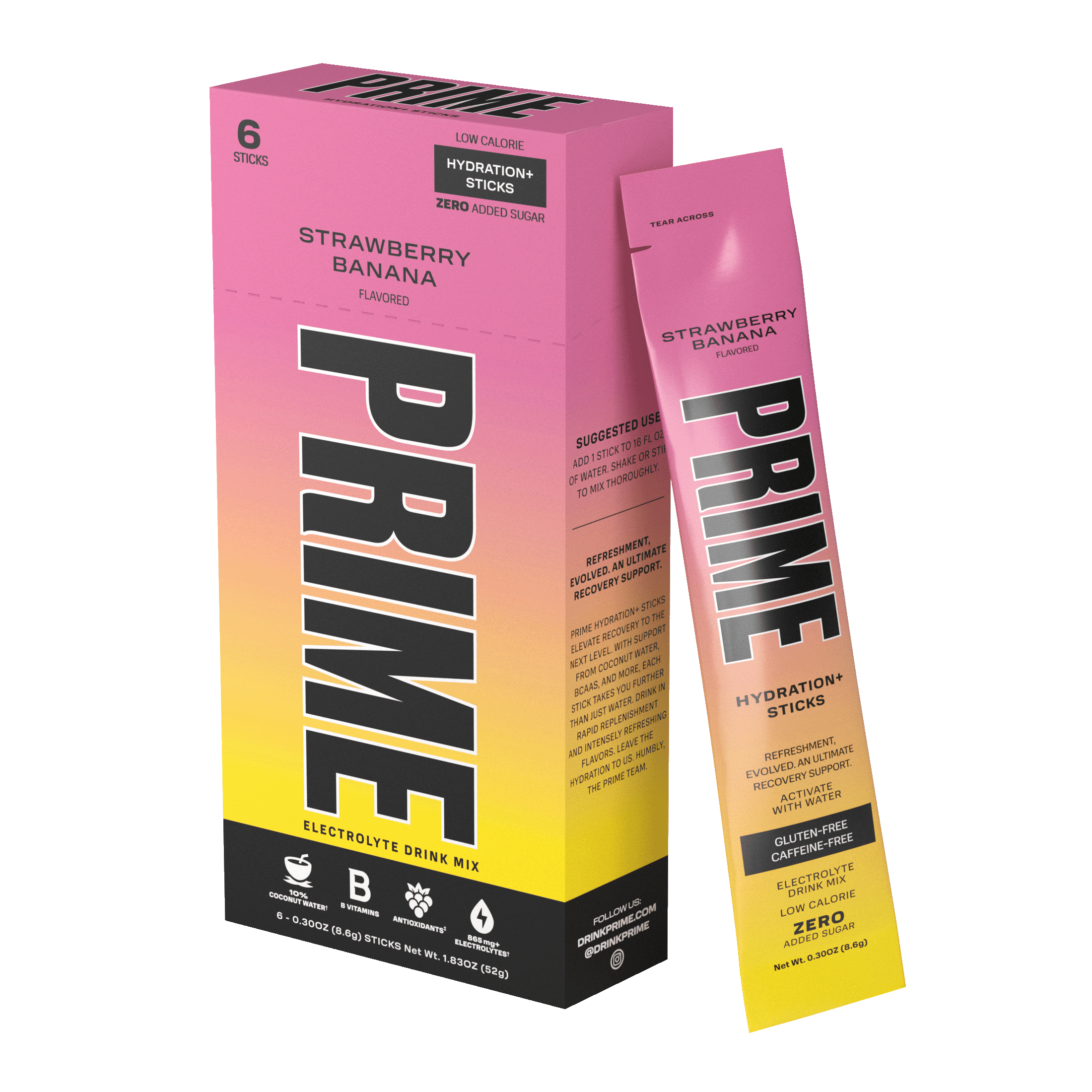 Prime Hydration Drink Mix - Strawberry Banana (6 On The Go Sticks)