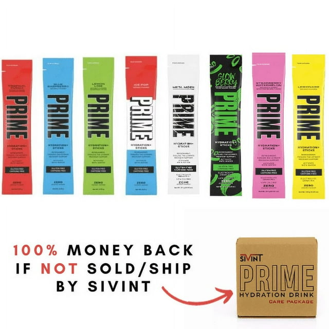 Prime Hydration Drink Mix Variety pack Glowberry, Lemonade, Ice Pop