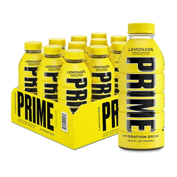 Prime Hydration Drink Sports Beverage Naturally Flavored, Caffeine Free, 10% Coconut Water, 250Mg Bcaas, B Vitamins, Antioxidants, 834Mg Electrolytes, Only 20 Calories Per 16.9 Fl Oz Bottle (Lemo