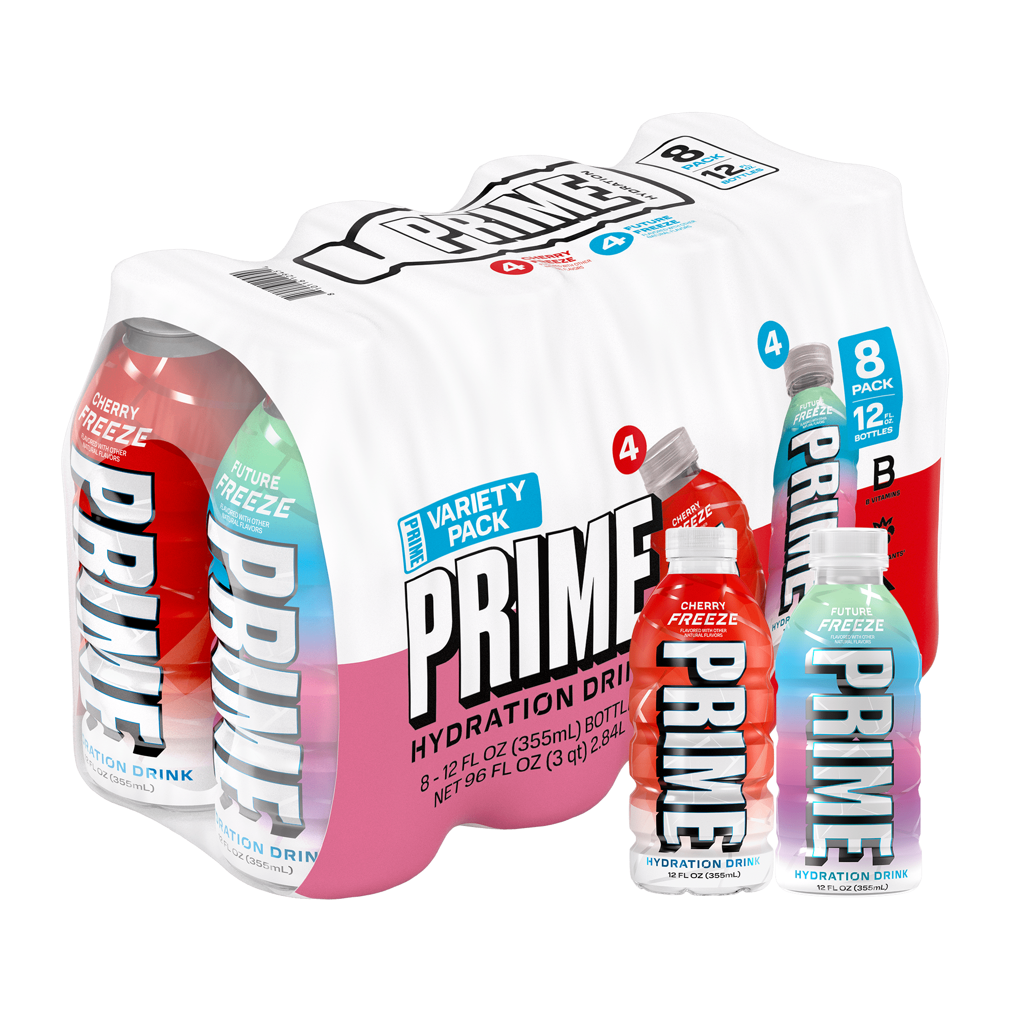 Prime Hydration Sports Drink, Duo Pack, Cherry Freeze, Future Freeze, 12 fl oz, Bottles