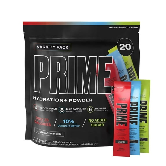Prime Hydration+ Electrolyte Powder Mix Sticks Variety (Pack of 20)