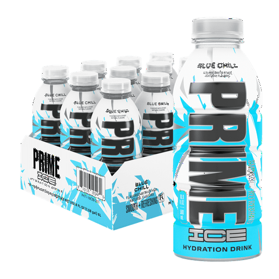 Prime Ice Hydration Sports Drink, Blue Chill, 16.9 fl oz, 12 Pack, Bottles