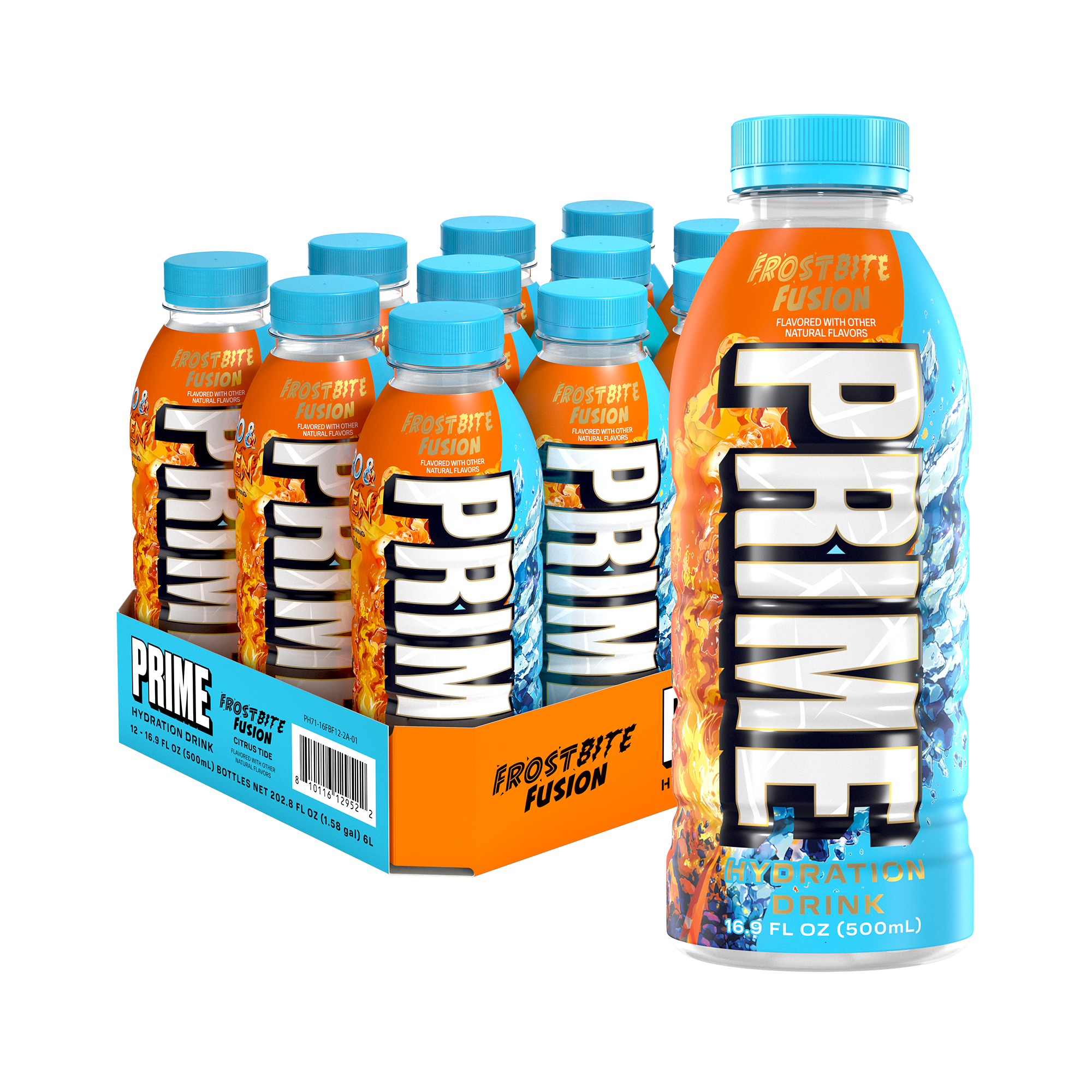 Prime Hydration Sports Drink, Frostbite Fusion, 16.9 fl oz, 12 Pack, Bottles