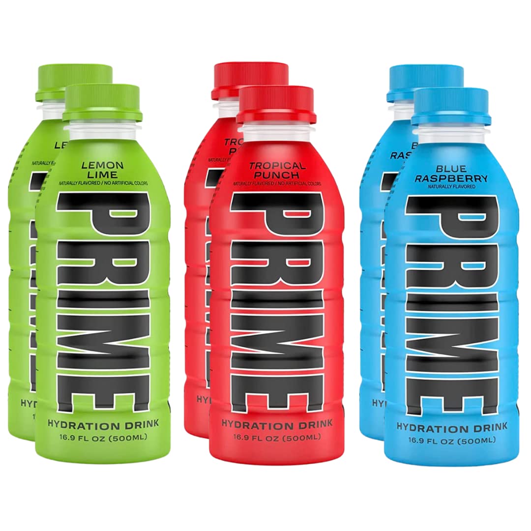 Prime Hydration Sports Drink Variety Pack - Energy Drink, Electrolyte Beverage - Lemon Lime, Tropical Punch, Blue Raspberry - 16.9 Fl Oz (6 Pack) - image 1 of 5