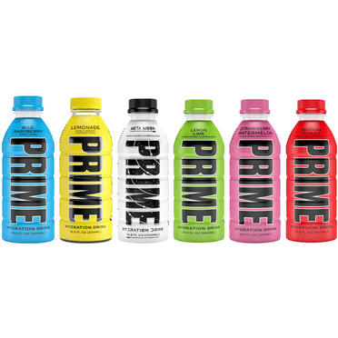 Prime Hydration Sports Drink Variety Pack - Energy Drink, Electrolyte Beverage - Lemon Lime, Tropical Punch, Blue Raspberry, Orange, Grape & Ice Pop - 16.9 Fl Oz (6 Pack)