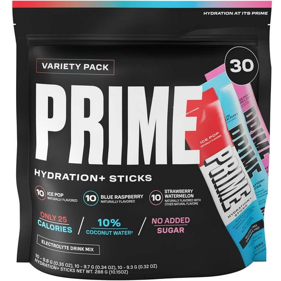 Prime Hydration+ Sticks Electrolyte Drink Mix Variety Pack 30 Count