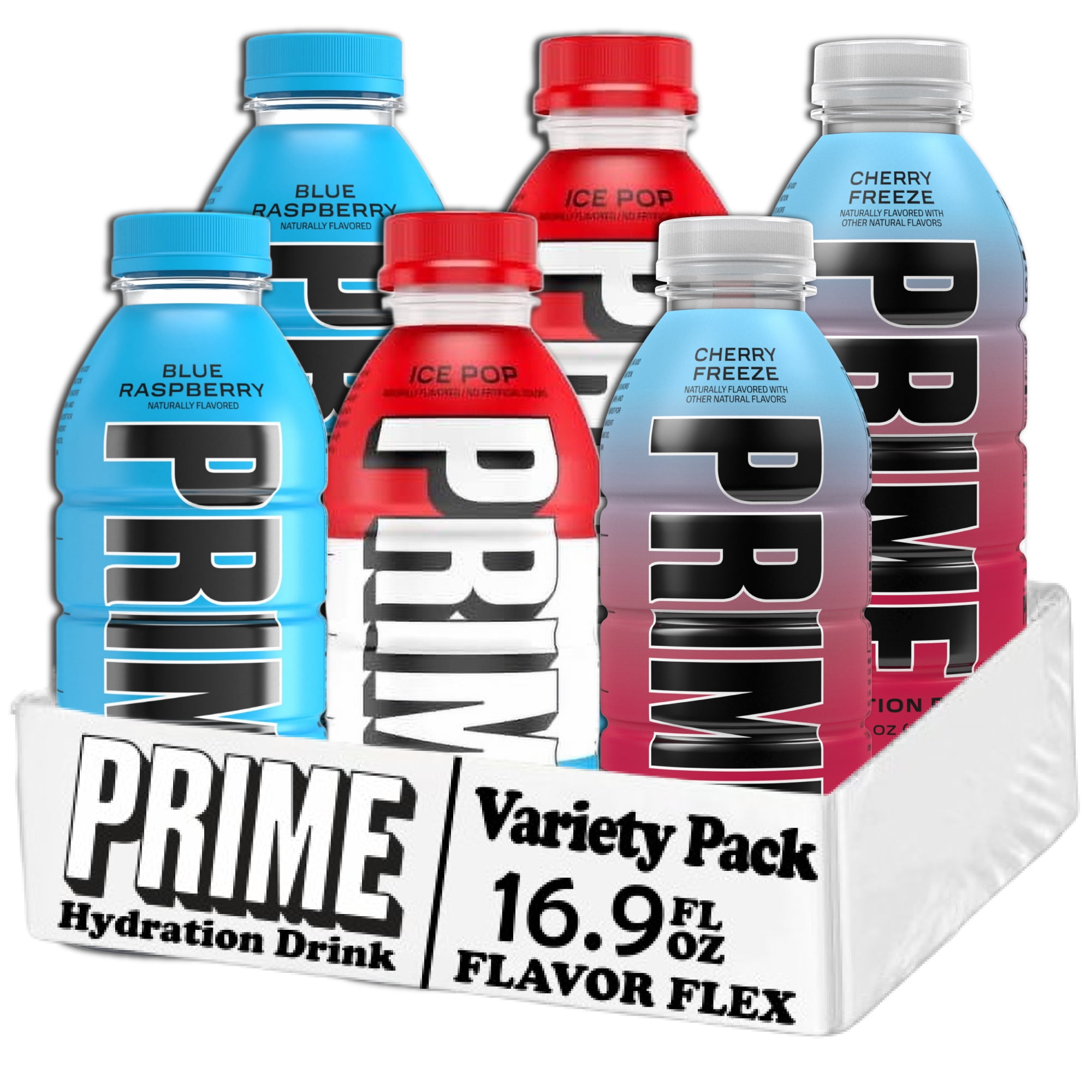 Prime Hydration Variety Pack 16.9 fl oz - Blue Raspberry, Cherry, Ice Pop
