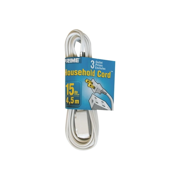 Prime Indoor 15 ft. L White Extension Cord 16/2 SPT-2