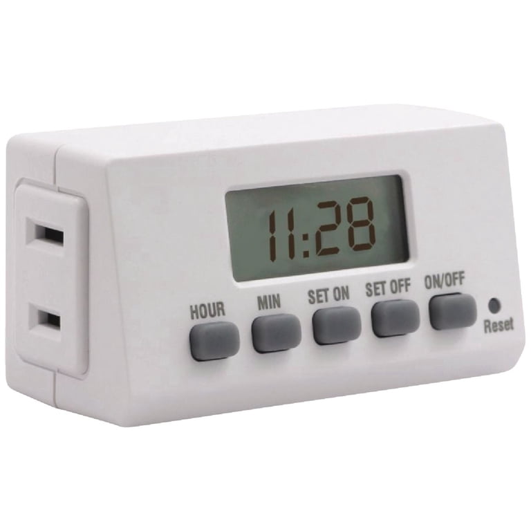 Prime Indoor Digital Timer, 125V, White, EZ-Set, Battery Backup