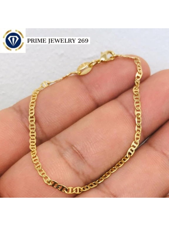 Prime Jewelry 14K Gold Filled Mariner Link Bracelet - Newborn Baby Bracelet - Mariner Link Bracelet For Kids Womens Mens
