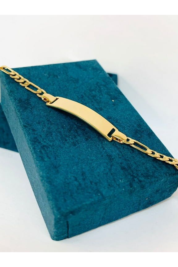 Prime Jewelry 269 18K Gold Filled Baby ID Figaro Link Bracelet 5.5" in Gold