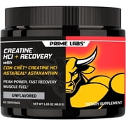 Prime Labs Creatine HCl Powder with AstaReal Astaxanthin 6mg - Supports Muscle Recovery & Brain Health - Con-Cret Creatine HCl 7X More Concentrated Than Monohydrate - 60 Servings