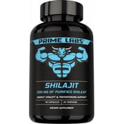 Prime Labs Shilajit Capsules for Men - 500mg Himalayan Shilajit 20% Fulvic Acid - Energy, Vitality, Testosterone Support - Third-Party Tested, Made in The USA, Non-GMO - 60 Count, 60 Servings