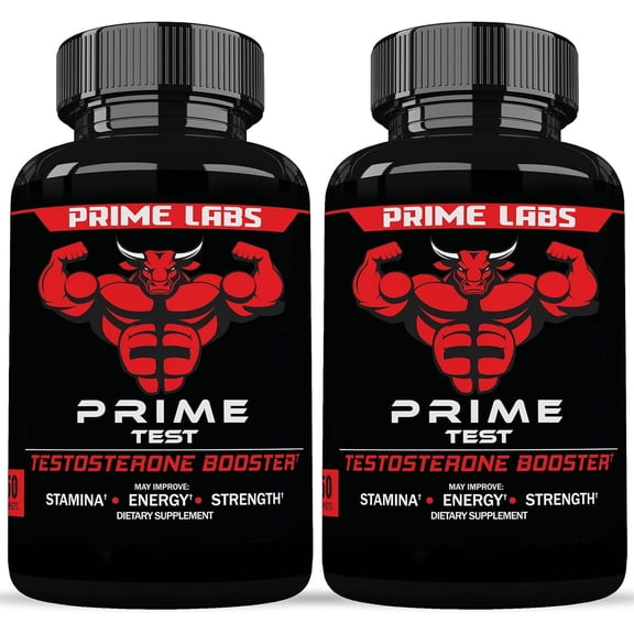 Prime Labs Testosterone Supplement for Men (2-Pack) - Stamina, Endurance, Energy, & Strength - Men's Testosterone Booster & Workout Supplement - 120 Caplets