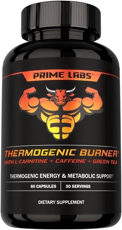 Prime Labs Thermogenic Energy Supplement for Men – L-Carnitine, Caffeine & Green Tea Extract – Daily Energy & Active Lifestyle Formula – Third-Party Tested, Made in the USA – 60 Capsules