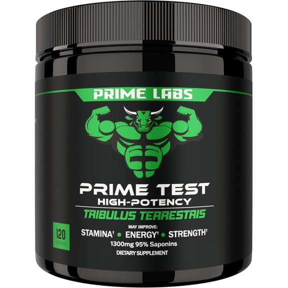 Prime Labs Tribulus Terrestris for Men 1300mg - Enhanced with 95% Saponins - Energy, Vitality, Strength - 120 Count
