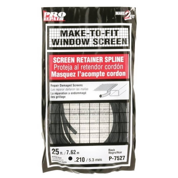 Prime-Line P 7527 Screen Retainer Spline, .210-in, 25-ft, Black