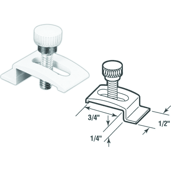 Prime-Line 1/2 In. W. x 1/4 In. H. x 3/4 In. L. Storm Door Panel Clip - Pack of 12 Residential Use, Standard Application