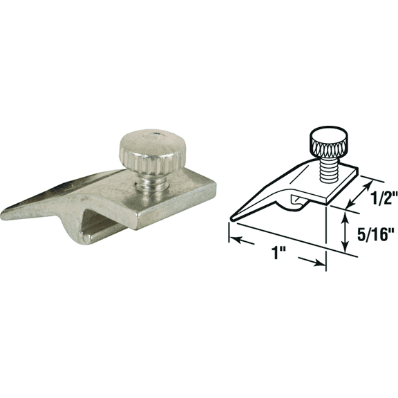 Prime-Line 1/2 In. W. x 5/16 In. H. x 1 In. L. Storm Window Panel Clip - Pack of 2  Residential Use, Standard Application
