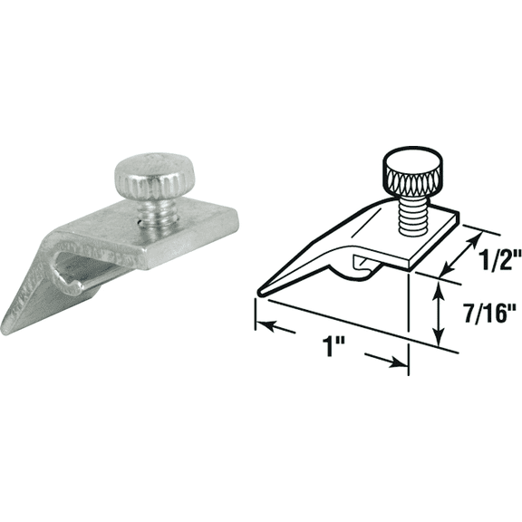 Prime-Line 1/2 In. W. x 7/16 In. H. x 15/16 In. L. Storm Door Panel Clip - Single Pack Residential Use, Standard Application