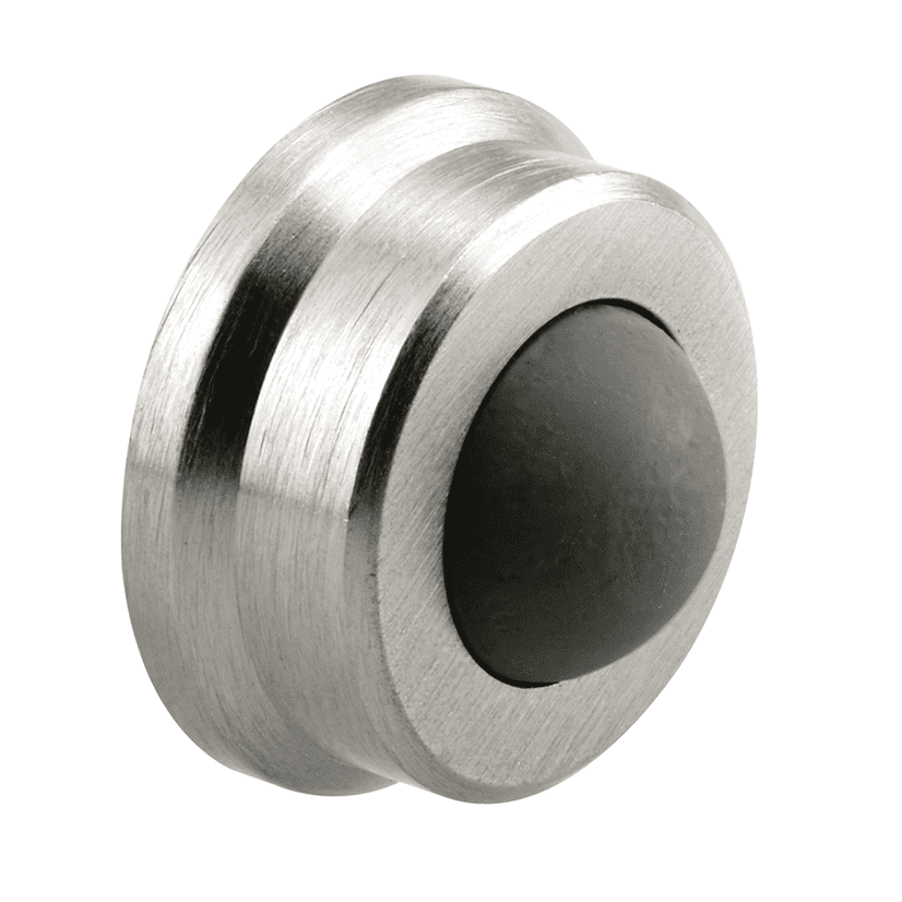 1-Inch Brushed Chrome Wall Stop with Convex Rubber Bumper