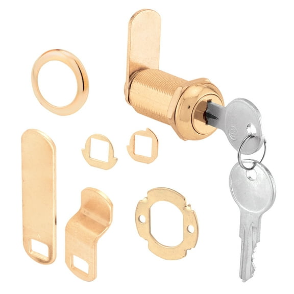 Prime-Line 7/8 in. Brass Plated Diecast Cam Lock, Yale Keyway