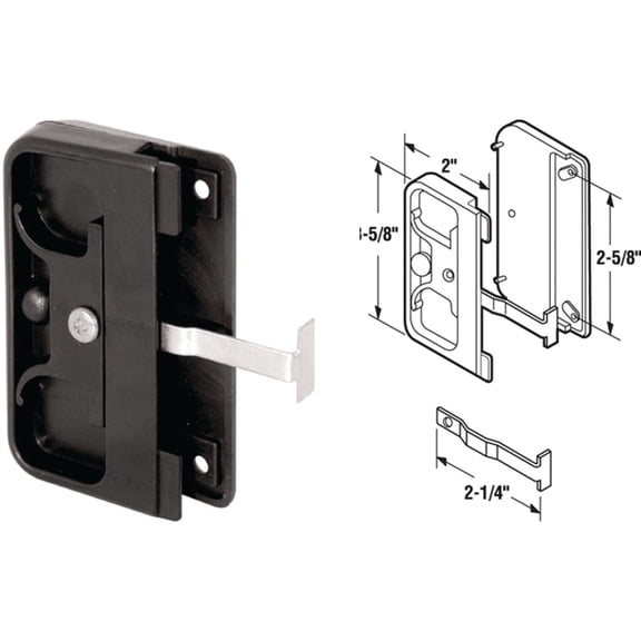 Prime-Line A 142 Black Plastic Mortise Style Screen Door Latch and Pull (Single Pack)