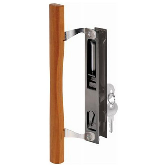 Prime-Line C 1032 Sliding Glass Door Handle Set, Diecast and Wood, Hook Style, 6-5/8 In. - Quantity 6