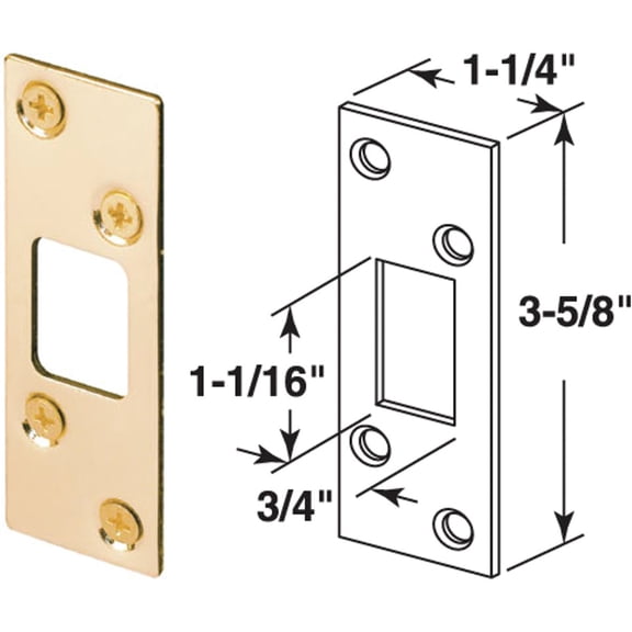 Prime-Line E 2235 Brass Plated, High Security Deadbolt Door Lock Strike (Single Pack)