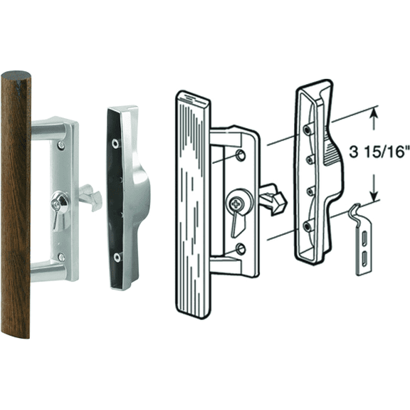 Prime-Line Internal Lock Aluminum Patio Door Handle Set - Single Pack  Residential Use, Standard Application