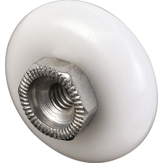 Prime-Line M 6153 Shower Door Roller, 7/8 in. Diam., Round Edge Nylon Tire, Steel Ball Bearings, Threaded Hex Head Hub, Pack of 4