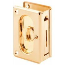Prime-Line N 7365 Pocket Door Privacy Lock with Pull, Polished Brass, 3-3/4 In. - Quantity 2