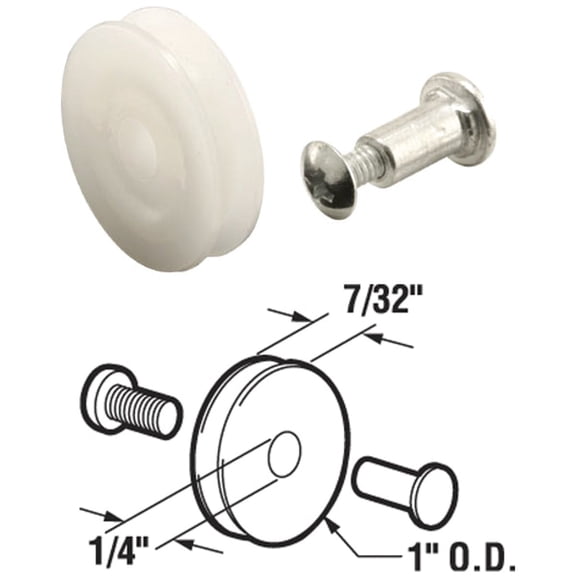 Prime-Line Nylon Screen Door Roller Assembly With Axle & Bolt - Pack of 12