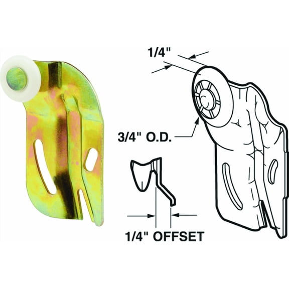 Prime-Line Offset Adjustable 3/4 In. Dia. Single Wheel Bypass Door Roller - Single Pack Interior & Exterior Use, Professional Finish