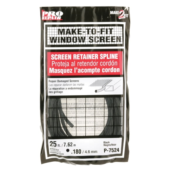 Prime Line P7524 .180" X 25' Black Screen Retainer Spline