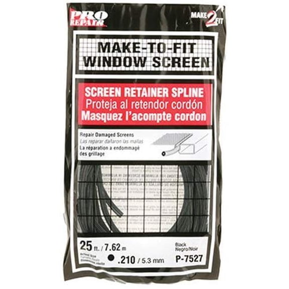 Prime-Line P 7527 Screen Retainer Spline, .210-in, 25-ft, Black