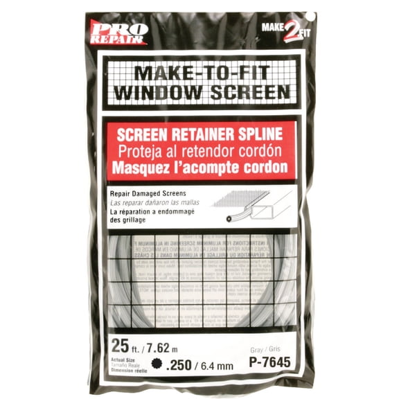 Screen Retainer Spline, 0.250 in., 25 ft., Gray