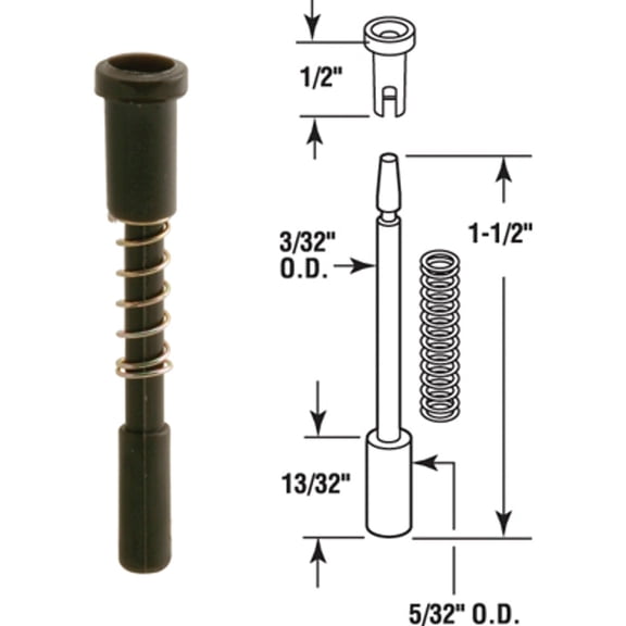 Prime-Line PL 14663 Window Screen Plunger Latch Nylon with 1/4 to 5/16 In. Frame (25 Pack)