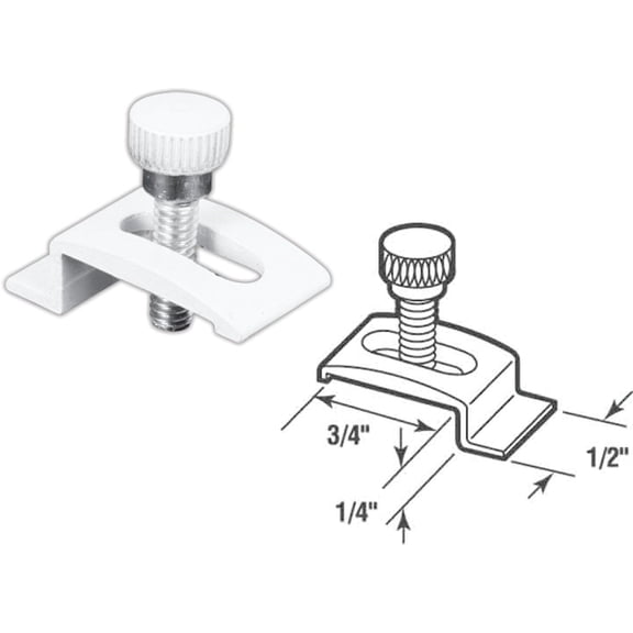 Prime-Line PL 7940 Storm Door Panel Clips with Screws, 1/4 In., White Finish (8 Pack)