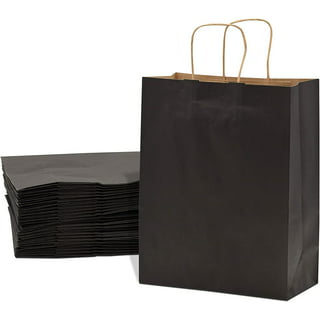 Large Portrait Black Paper Gift Bag With Rope Handles